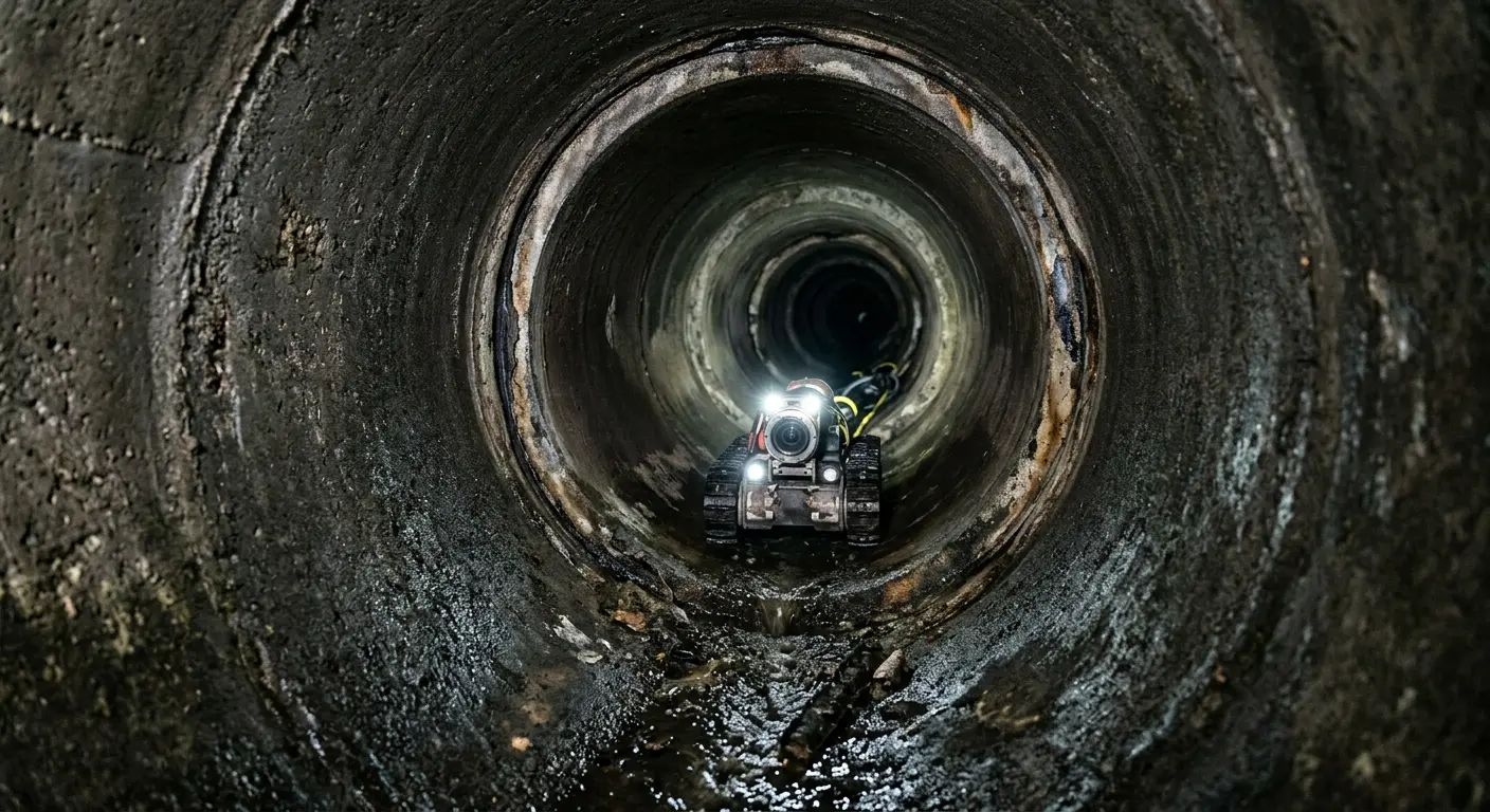 Robotic sewer camera inspecting pipe interior for Drain Snake Service in Salem